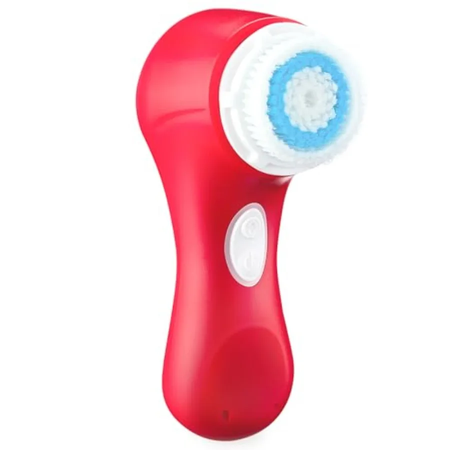 Facial Cleansing Brush 2 Speed Sonic System in Red for Effective Skin Care Soft Silicone Bristles Gentle Yet Deep Cleanin