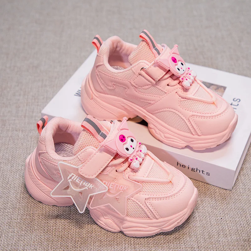 

Sanrio Kuromi Children's Shoes Girls' Sneakers Spring and Autumn Period Cartoon Student Y2K Kawalii Sweet Let In Air Wire Side