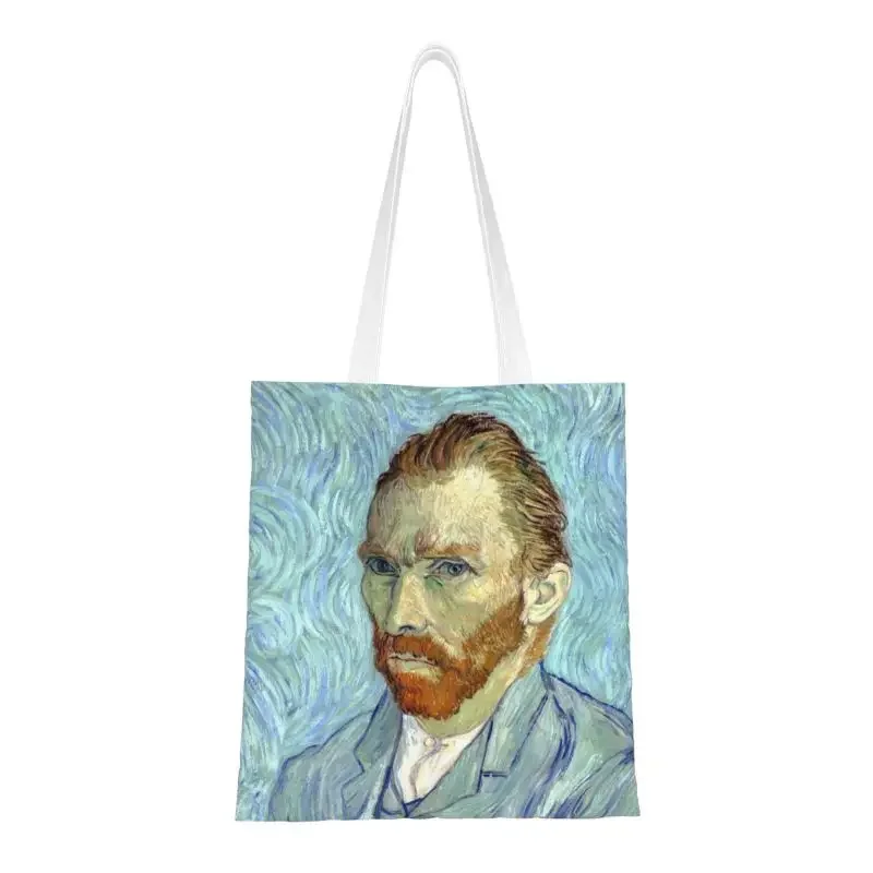 Cute Self-portrait Of Vincent Van Gogh Shopping Tote Bags Recycling Canvas Grocery Shoulder Shopper Bag