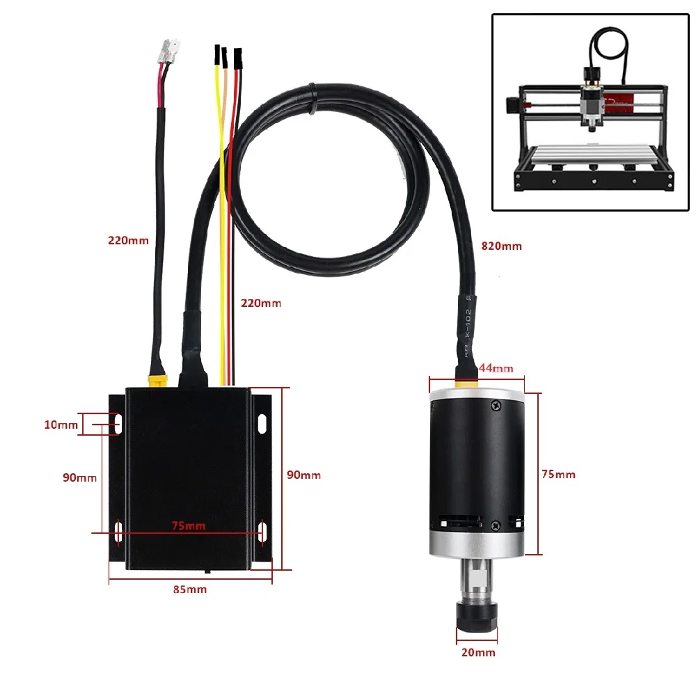 10000RPM Brushless DC Motor Kit 24V Driver With Cable Compatible ER11 Milling Cutter for CNC 3018 Pro Woodworking Laser Engraver