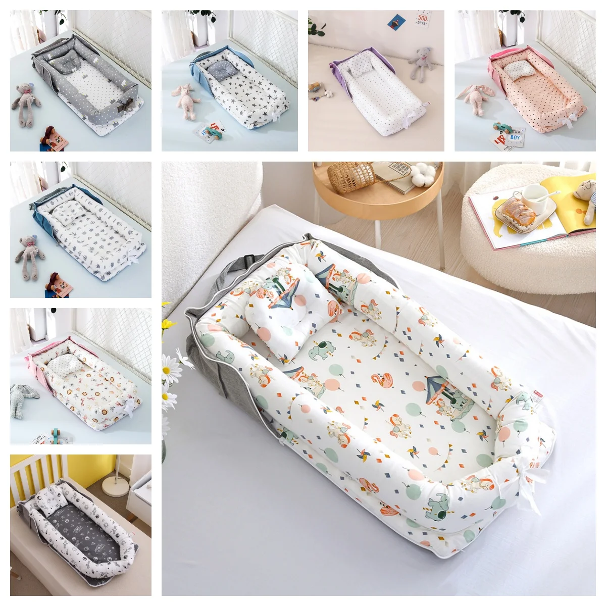 Portable Baby Newborn Sleeping Bed Nest Bedding Fence Removable Mattress Crib Playpens Cushion Bumper Travel Cot Bassinet