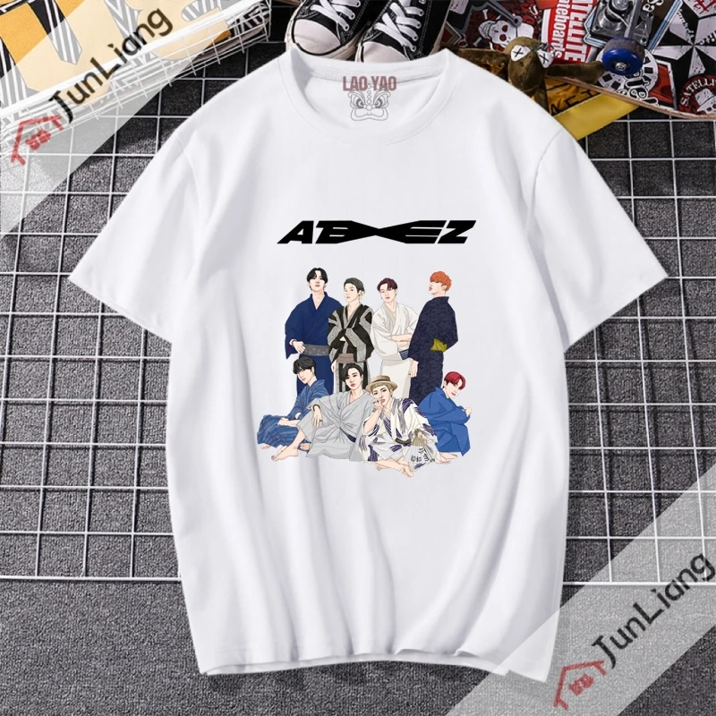 Ateez Zevity Korean Men's Singing Group 90s Vintage Clothes Elegant and Youth Woman Blouses T Shirt for Women Cutecore Manga