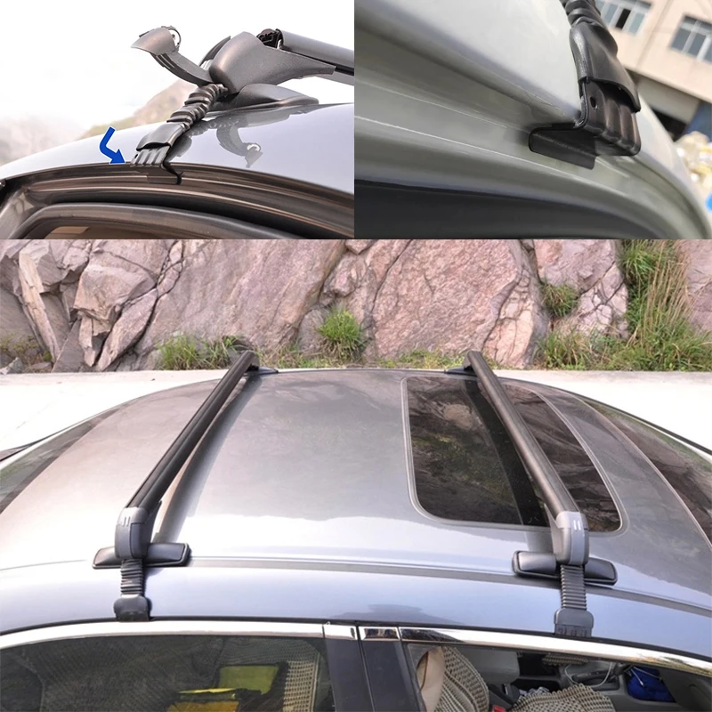 1 Pair Universal Vehicle Car Roof Mounting Rack Rail Bar Black Aluminum Luggage Carrier with Lock Top Car Rack