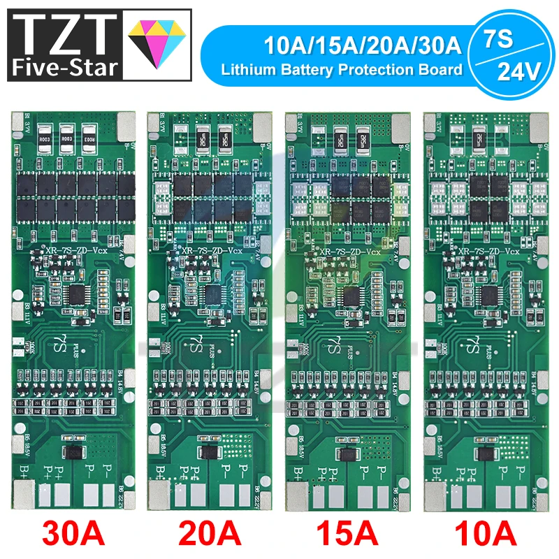 BMS 7S 24V 10A 15A 20A 30A Li-ion 18650 Battery Charge Board With Balance Function Short Circuit / Temperature Protection