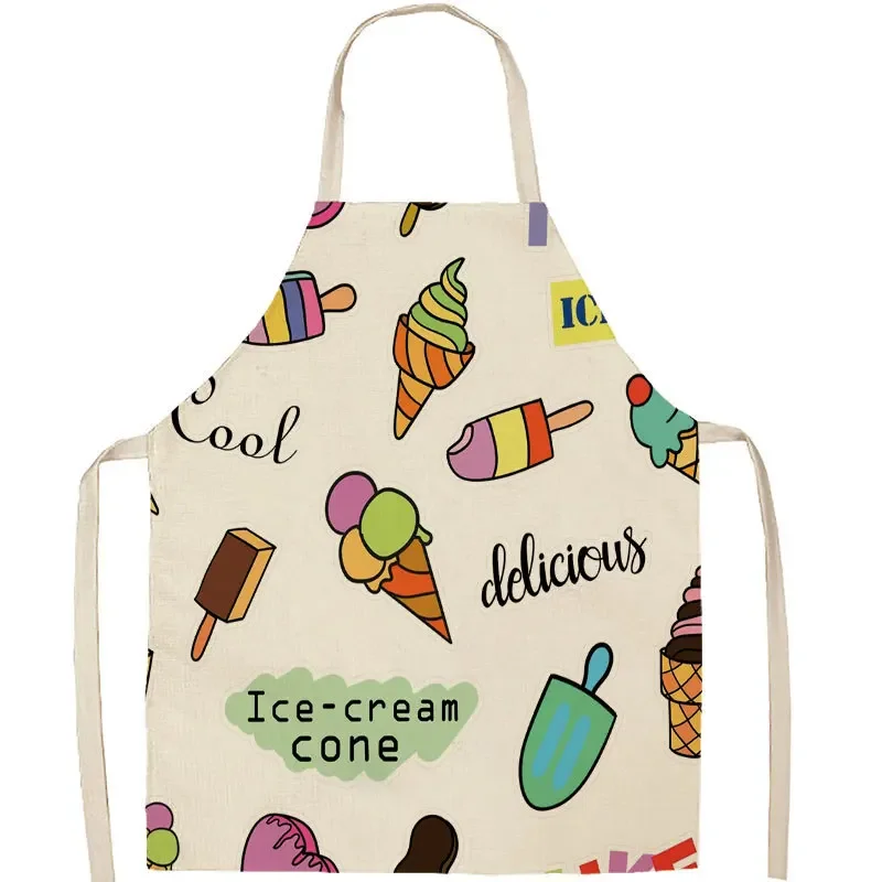 Fashion Ice Cream Series Apron Cold Drink Restaurant Fruit Pattern Apron Unisex Apron Kitchen Cleaning and Anti Fouling Apron