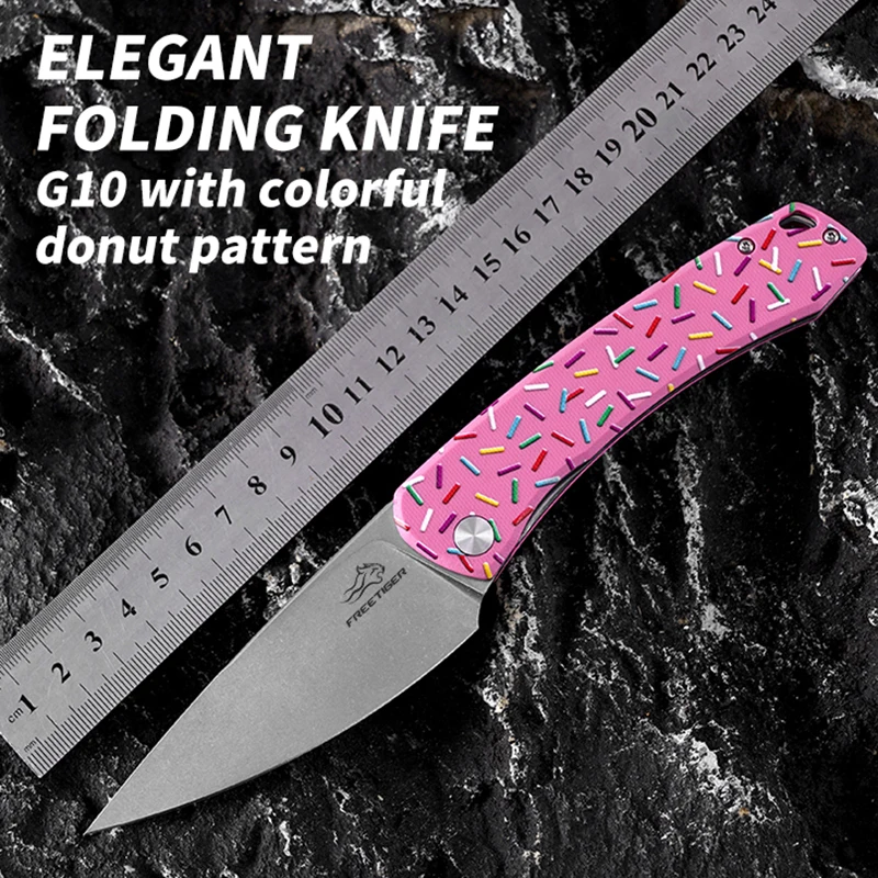 FREETIGER FT947 Donut Folding Knife D2 Blade EDC Folding Pocket Knife Unique Design for Hunting Survival Camping Tool