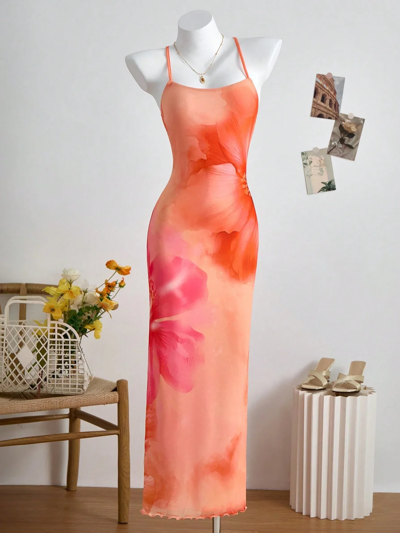 

Summer Floral Print Slip Dress For Women