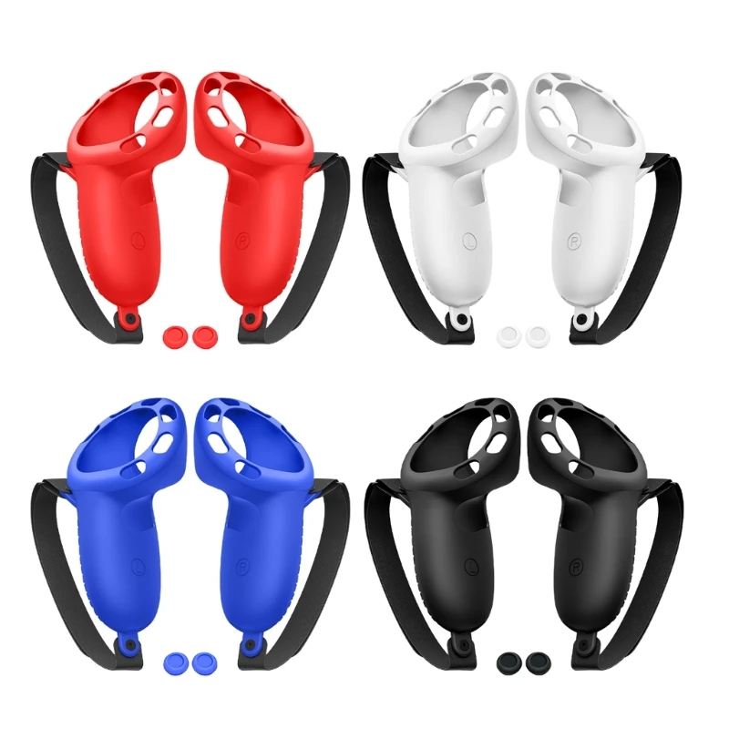 Silicone Grip Cover & Strap for Meta Quest 3 Protective Cover Touch Controllers