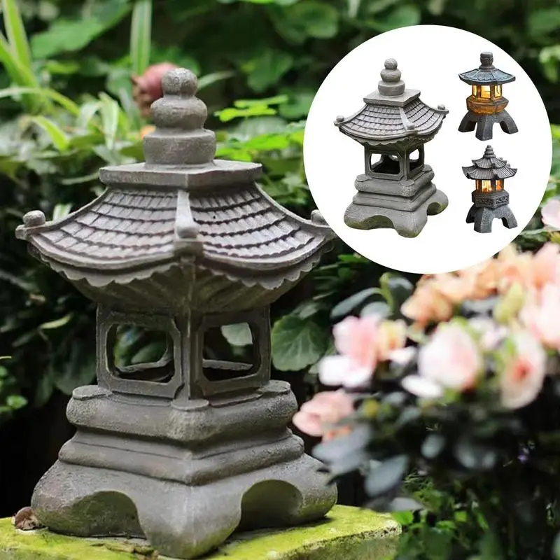 Landscape Pathway Lights Palace Lamp Solar Powered Zen Lantern Outdoor Zen Decoration Villa Nightlight Solar Lights For Pathway