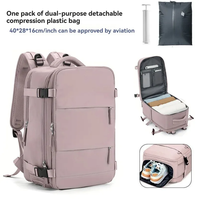 Motorcycle Backpack with Pump Vacuum Compression Expandable 17.3 Inch Laptop Bag Water Resistant Travel Pack for Riding Carry On