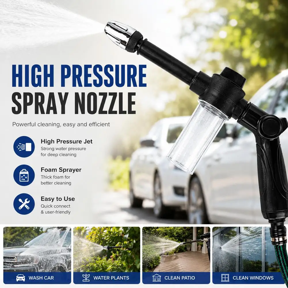 New Washing Water Gun With Foam Bottle 360° Rotating Nozzle High-Pressure Water Spray Gun for Car Detailing and Garden Watering