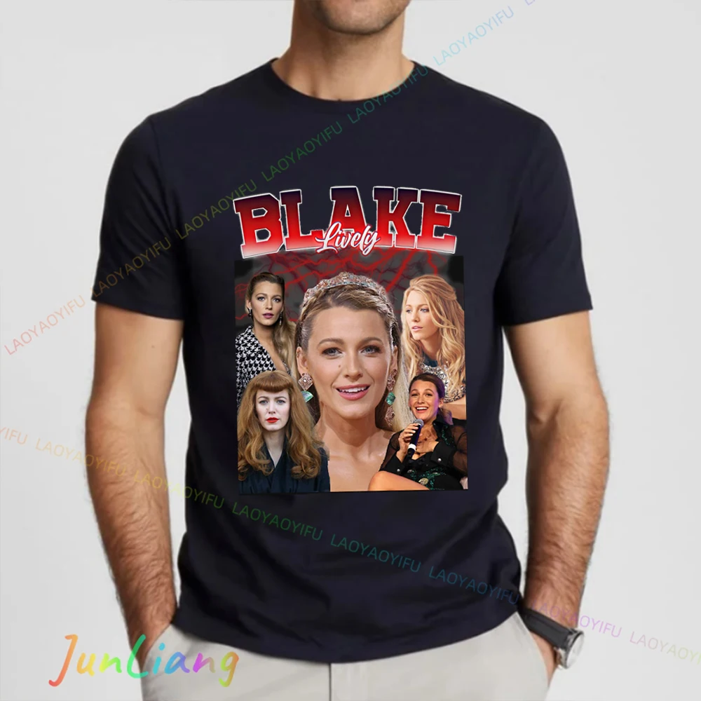Blake Lively American Actress New in Tops & Tees Fan Gifts Mens Women T Shirt 100% Cotton Women's T-shirts Y2k Vintage Top Men