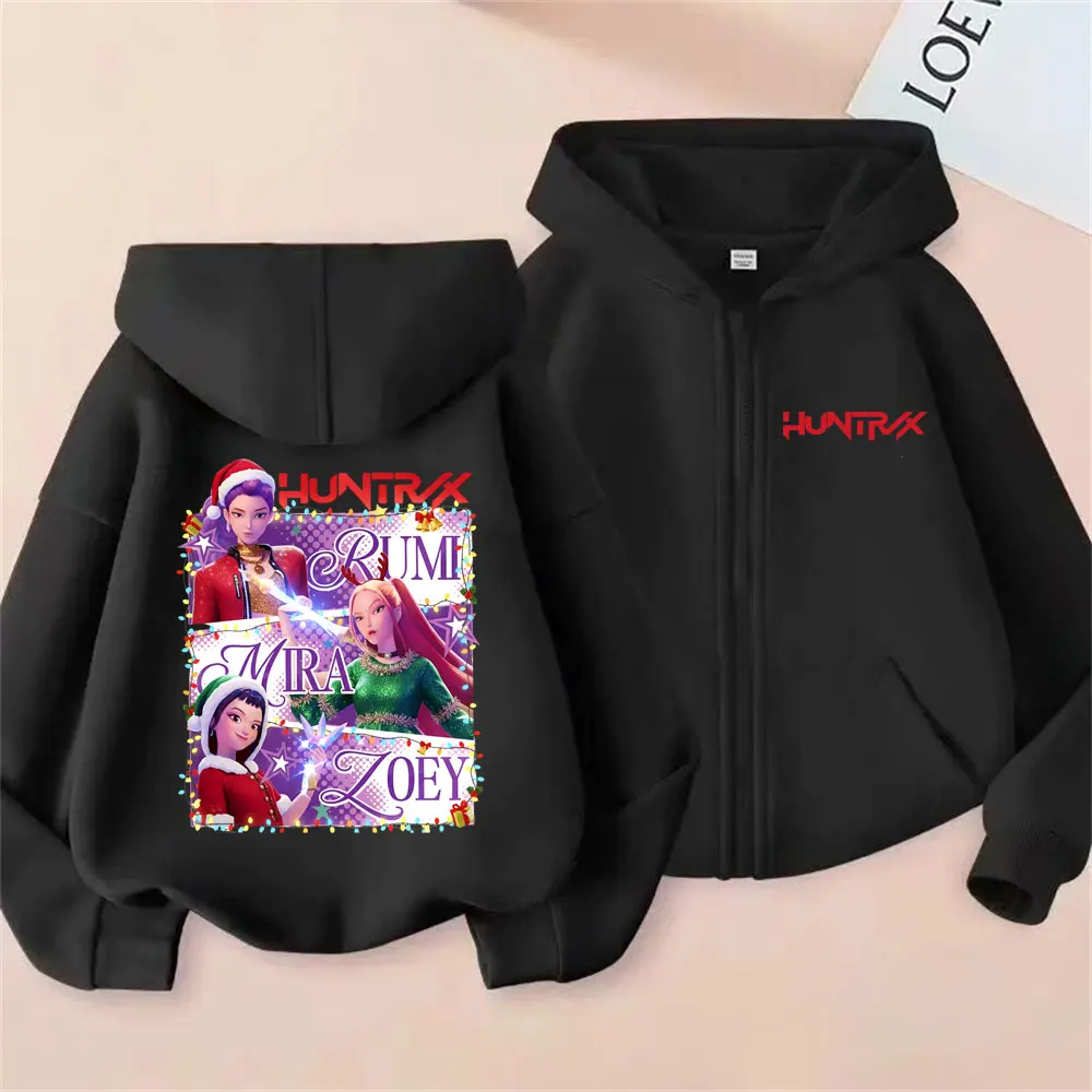 

Kpop Demon Hunters Rumi Mira Zoey Zipper Hoodie Men's Women's Christmas Sytle Zip Up Hoodies Unisex Casual Oversized Jacket Coat