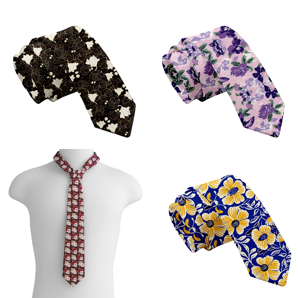 

New Fun printed tie 3D printed flower bear pattern 8CM wide casual business tea party shirt with tie suitable for neutral