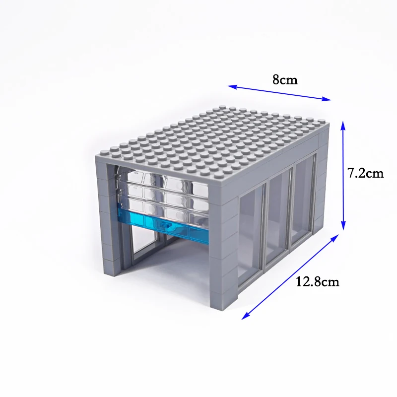 MOC Model Carage Family Garage Clear Glass Roller Door Car Barn Building Blocks Parts DIY Bricks Minifig Items Toys for Children