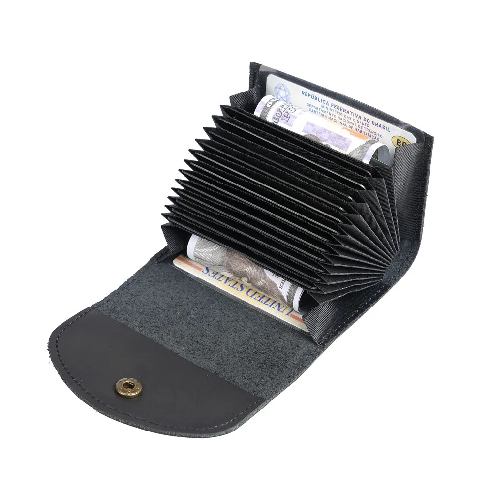 

Top Layer Cowhide Leather Card Holder Multi-Card Slot Bank ID Credit Bag Business Card Wallet Coin Purse Storage Organizer Pouch