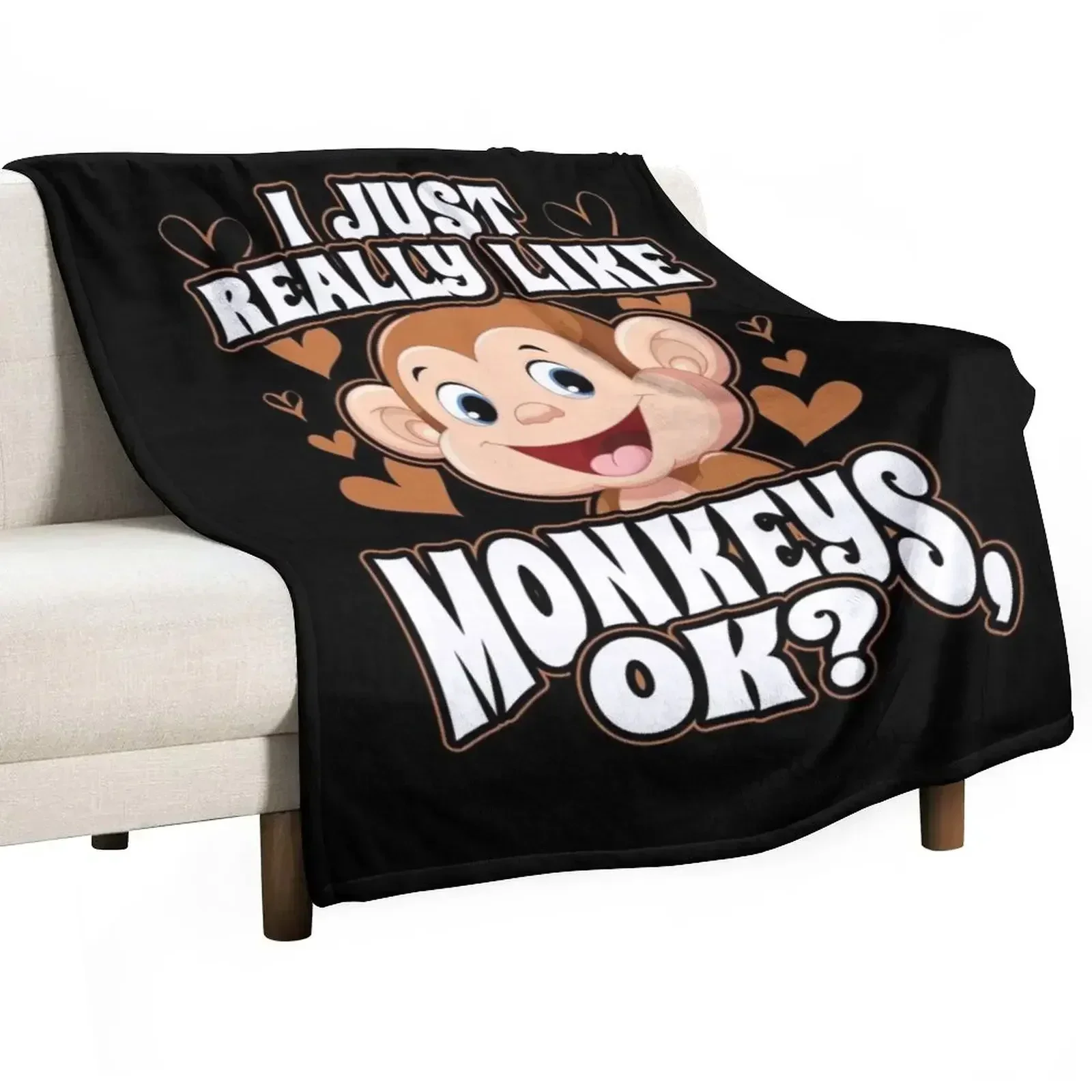 

I Just Really Like Monkeys OK Throw Blanket Nap Decorative Beds decorative Blankets