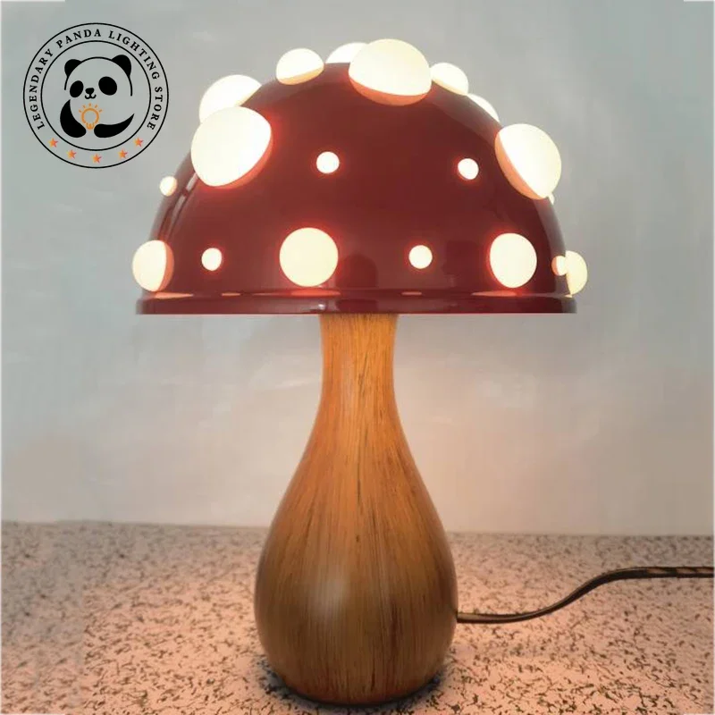 

Modern Designer Table Lamp Art Originality Biomimetic Mushroom Light Parlor Bedside Bedroom Study Dormitory Hotel Decor Fixtures