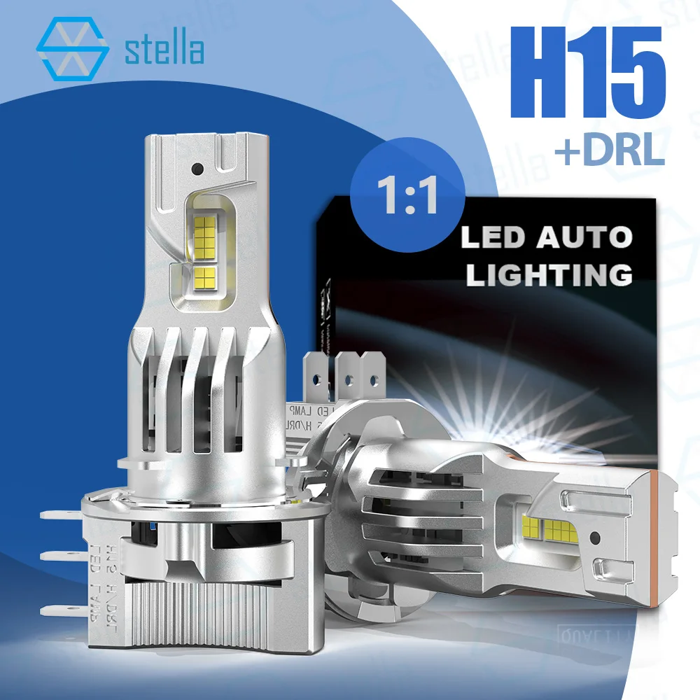 

STELLA 2PCS H15 High Power Tuobo Fan LED Headlight Bulb Canbus for Volkswagen High Beam + DRL 65W 50000LM for Golf7 Jetta Tiguan