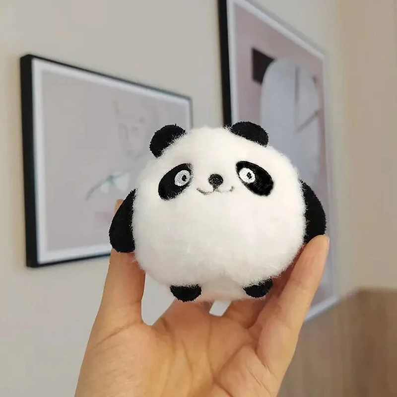 Cute Chubby Plush Panda Keychain Pendant Plush Doll Bag Pendant Simple Fashion PP Cotton Key Ring Bag School Bag Accessories