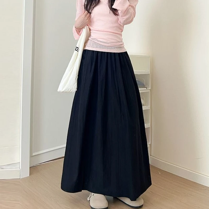 

Новинка 2023 года, летняя уличная одежда, женская тонкая юбка трапециевидной формы с высокой талией, модные свободные удлиненные утягивающие универсальные плиссированные юбки-зонтики