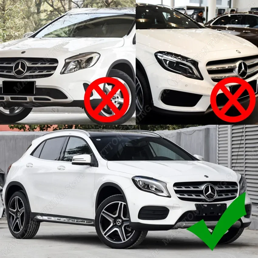 Dla Mercedes Benz GLA Class X156 GLA220 250 2017 2018 2019 Samochodowy przedni zderzak Spoiler Nóż wiatrowy Zestawy karoserii Tuning Gloss Black ABS