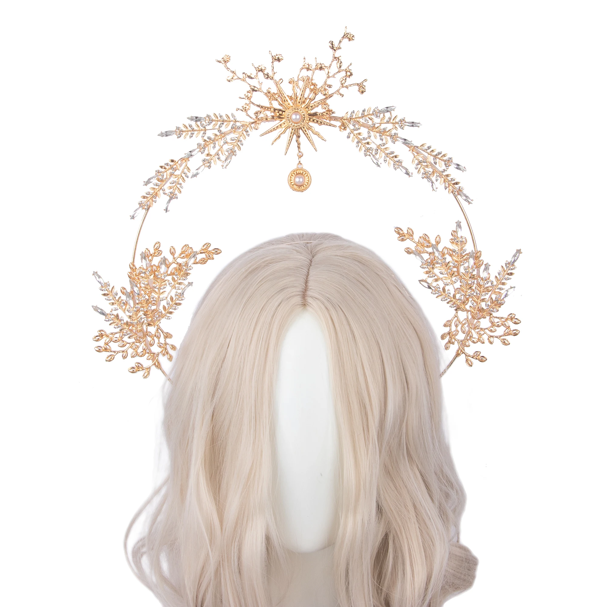 Mary Apollo Sun Goddess Halo Headwear Lolita Golden Exaggerated Headpiece Women Party  Photography Headband Finished Product