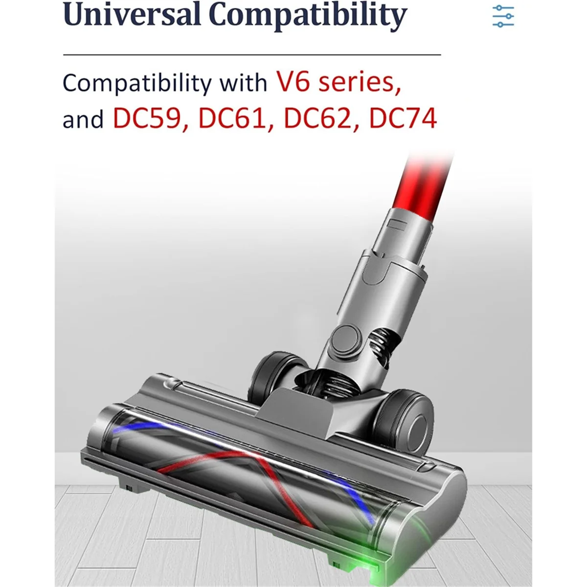 Nova cabeça de escova de piso elétrica para dyson v6 dc58 dc59 dc62 dc72 aspiradores acessório com luzes led poeira para limpador chão