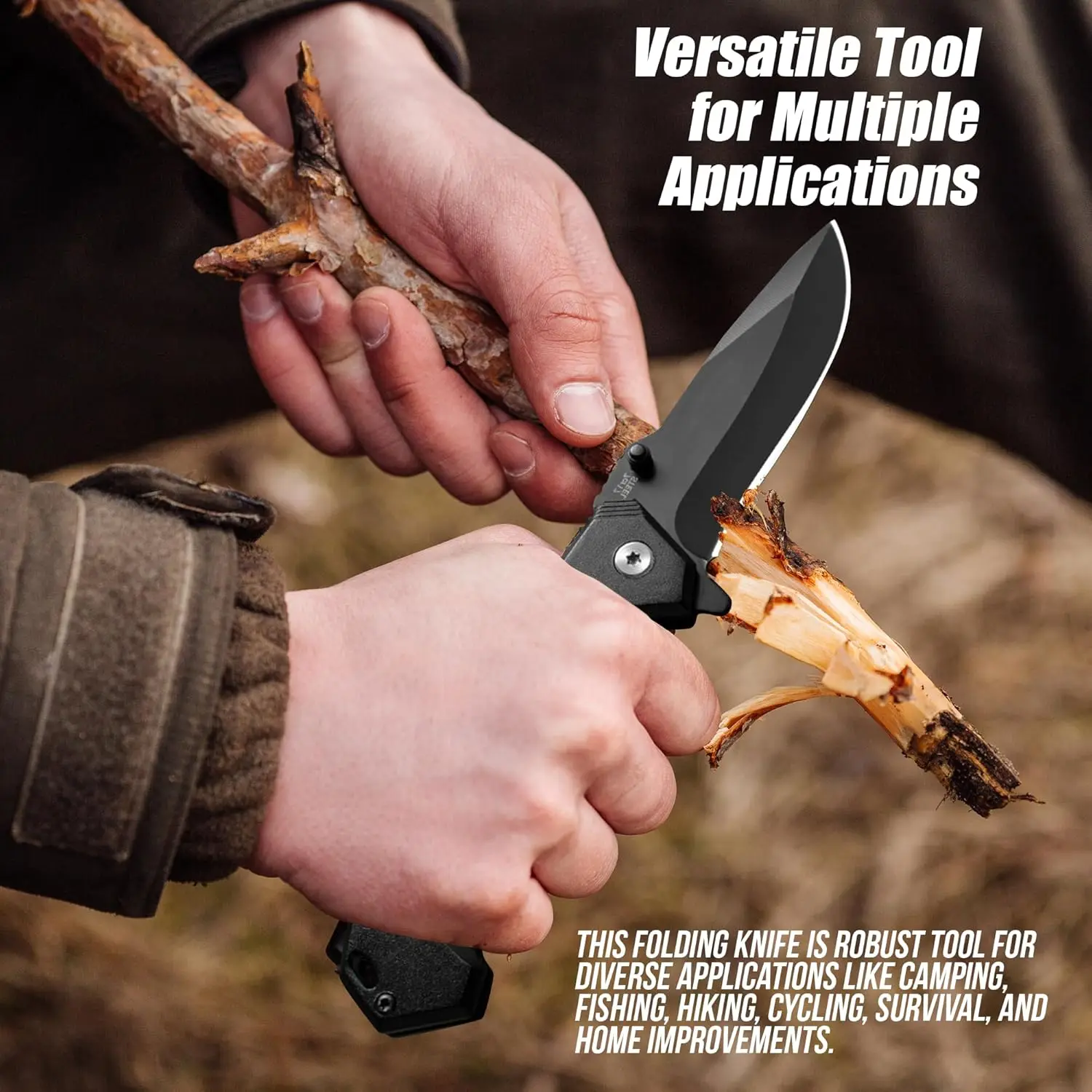 سكين قابل للطي، سكين جيب بمشبك جيب، سكين شفرة من الفولاذ المقاوم للصدأ، سكين Edc للرجال والنساء، التخييم، الصيد #3