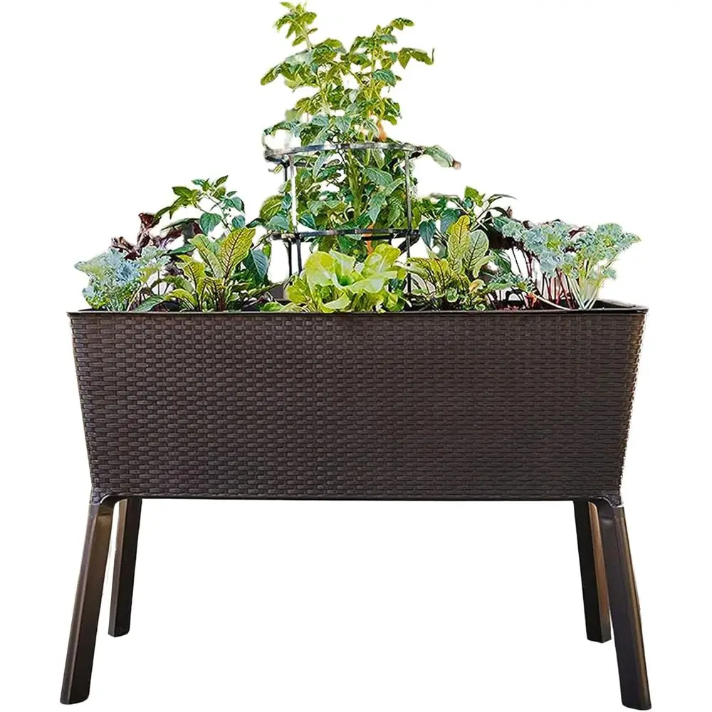 

41.51 Gallon Brown Elevated Garden Bed, USA-Made, with Drainage, 19.5x44.5x29.75 inches