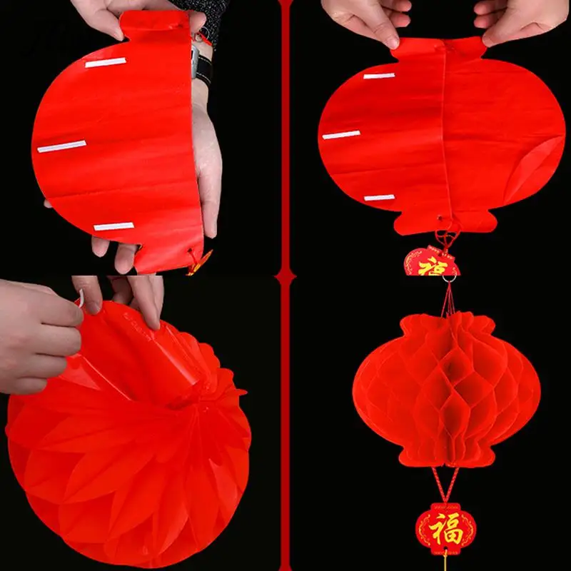 10Pcs 2023 Chinese New Year 6 Inch Traditional Chinese Red Paper Lantern Hang Pendant Waterproof Festival Lanterns Decoration