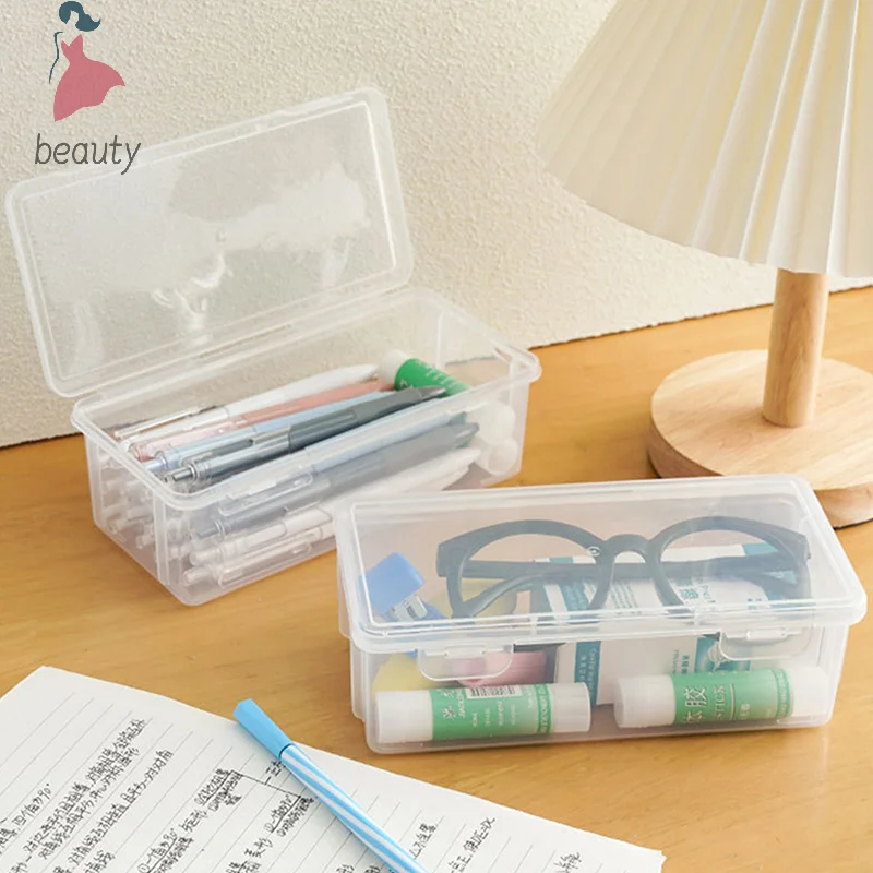 PP Material Transparente Pencil Box, Maquiagem Brush Box, Bolsa de papelaria, Lápis Case Supplies, Armazenamento, 1Pc