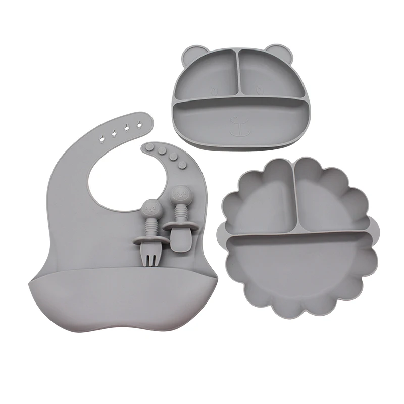 Baby eating training tableware shape simple with suction cups soft silicone easy to clean baby children tableware set