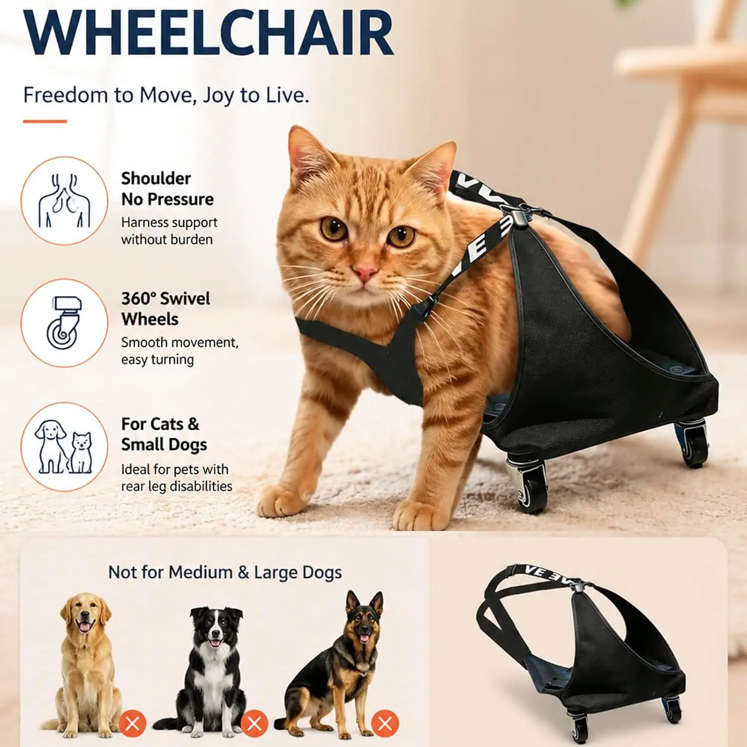 Small Dog Cat Wheelchair for Back Legs,Wheelchair for disabled dogs Paralyzed cats Dog mobility aids Pet Drag bags for paralyzed