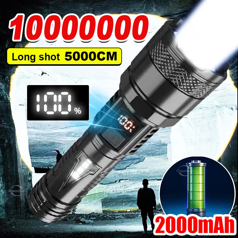 Portable Rechargeable LED Flashlights High Power Military Tactical Flashlight With Sidelight Torch Outdoor Camping Fishing Lamp