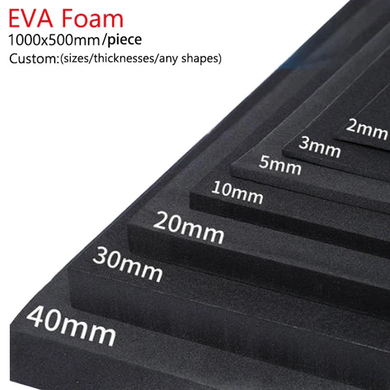 Láminas de Espuma EVA de 1000x500mm, Placa de Goma EVA Gruesa Absorbente de Sonido, para Manualidades, Modelismo y Cosplay, Grosor de 3/5/10/15mm