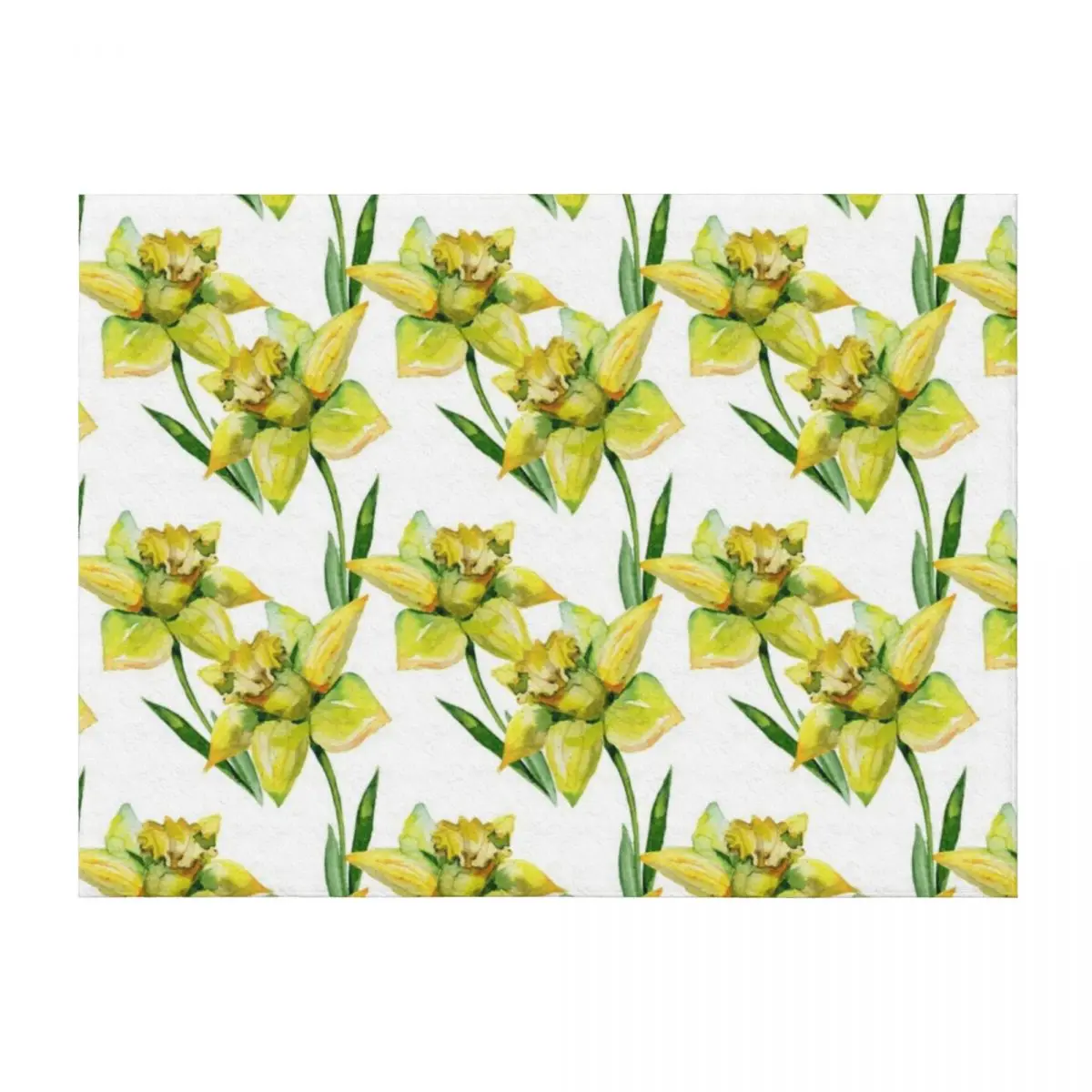 

Spring hand painted yellow green watercolor daffodils floral Throw Blanket Thermals For Travel Custom for sofa Warm Blankets