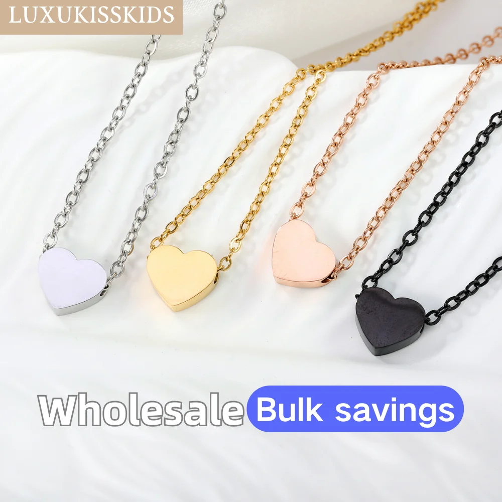 LUXUKISSKIDS Heart Star Moon Pendant Necklaces Tiny Charms Stainless Steel Choker Women/Girls Y2K Sweater Boho Jewelry Collares