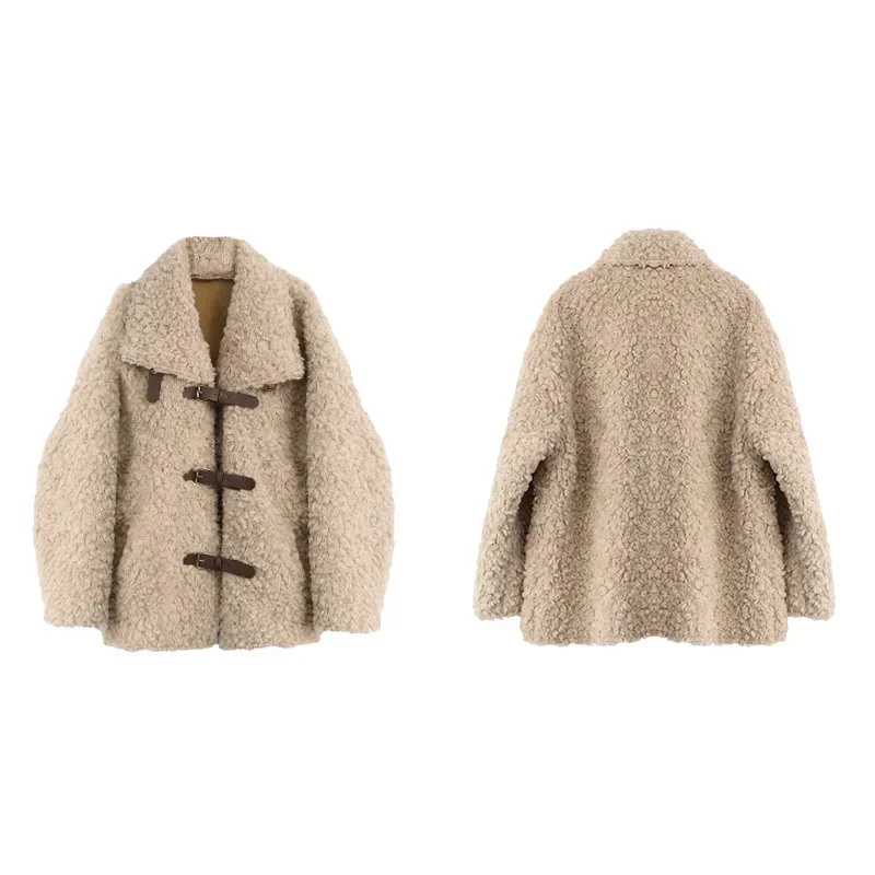 

[Spot] Soft waxy lamb wool loose coat autumn and winter new age-reducing lazy wind top women