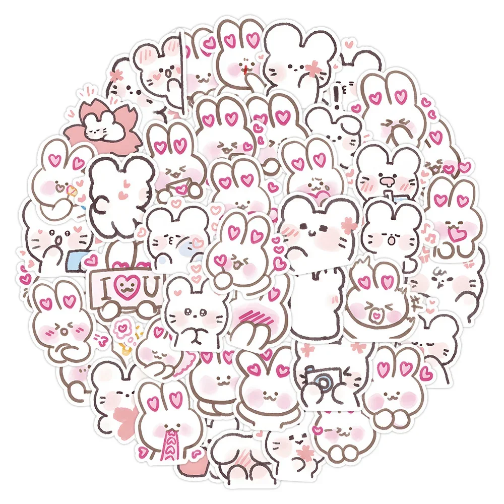 10/30/50pcs Ins Cute Bunny Kawaii Sticker For Toys Luggage Water Cup DIY Skateboard Guitar Helmet Refrigerator NotebookWholesale