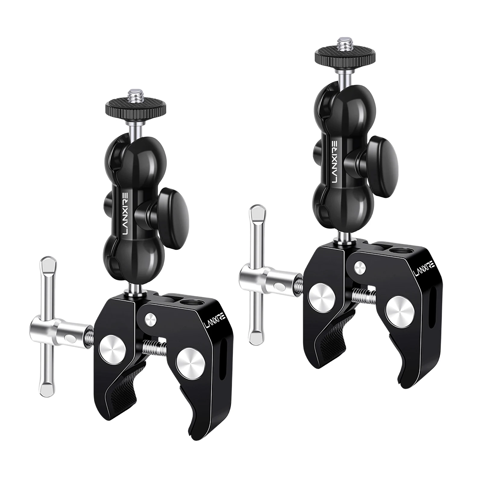 

Lanxire Camera Mount Super Clamp with Double Ball Head Magi Arm for Camera Monitor Lights Flash Microphone Action Camera 2 Pack