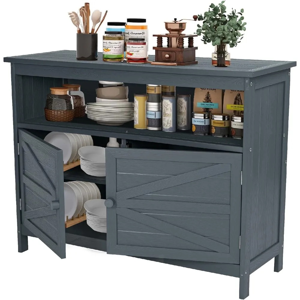 

HIPS All-Weather Outdoor Storage Cabinet,Outdoor Sideboard with Magnetic Doors,3-Shelves Patio Storage Cabinet, Used for Garden,