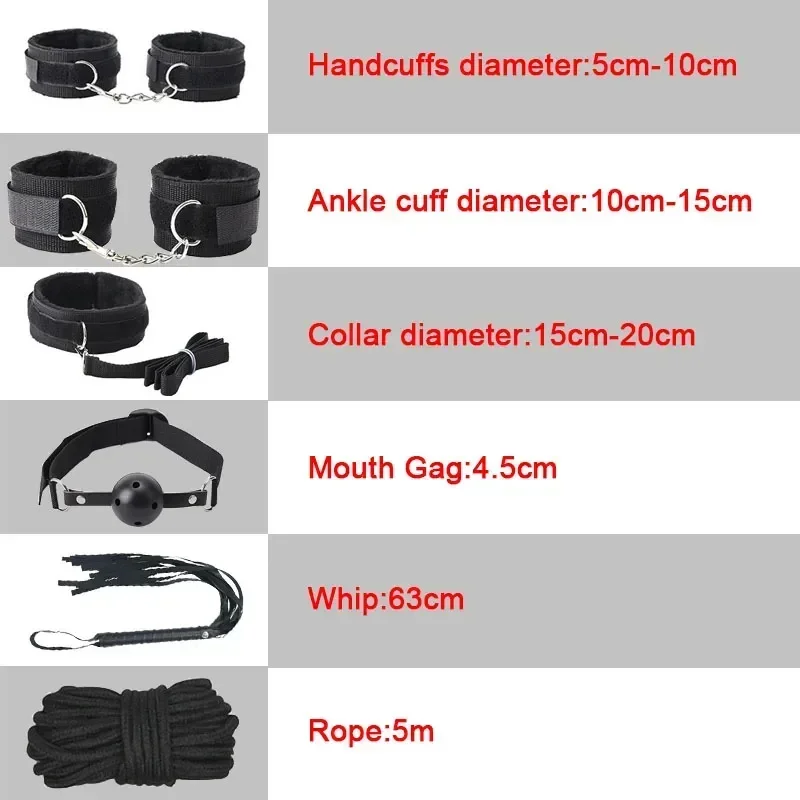 Kit BDSM in pelle Sexy peluche Sex Bondage Set manette giochi del sesso frusta Gag morsetti per capezzoli giocattoli del sesso per coppie accessori esotici