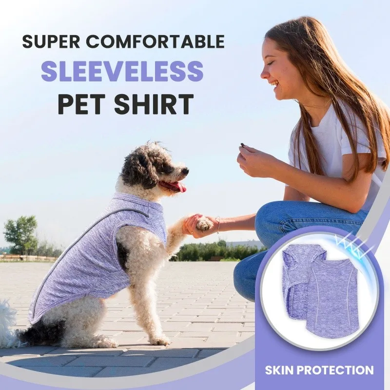 Chaleco fino de verano para perros, reflectante, sin mangas, ropa transpirable para cachorros, camiseta de lujo para gatos, chaleco de protección solar para mascotas, jersey para perros_voghion.com