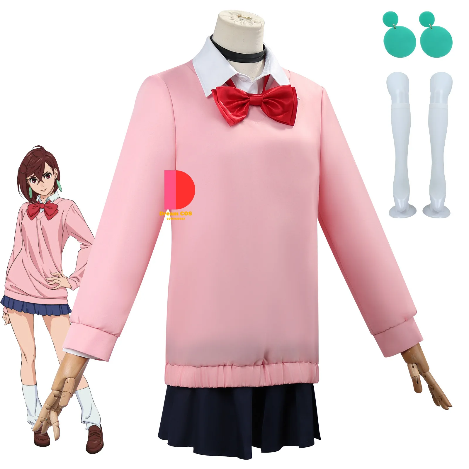 Dandadan Momo Ayase Cosplay Costume with Earring Anime High School Schoolgirl Uniform Set Comic-Con JK Uniform Skirt New Arrival