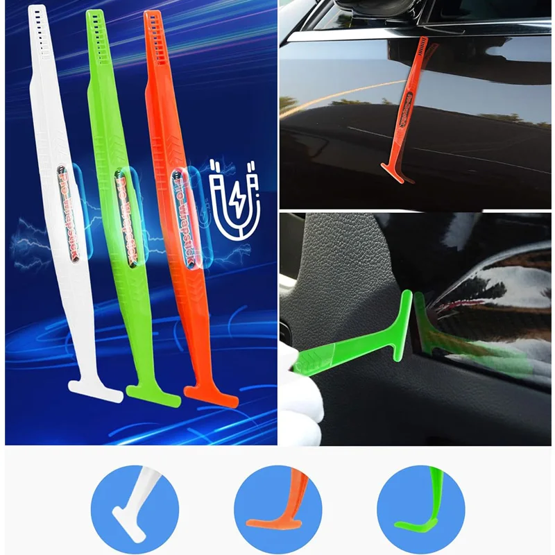 

3Pcs Wrap Stick Magnet Micro Squeegee Car Wrap Film Edge Corner Magnet Scraper Stick Curves Slot Tint Tool Different Hardness