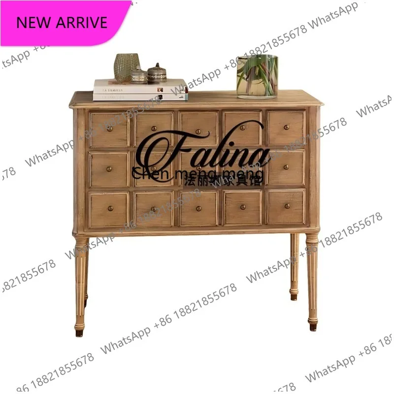 M183 American rural retro chest solid wood large capacity multi-drawer porch cabinet locker
