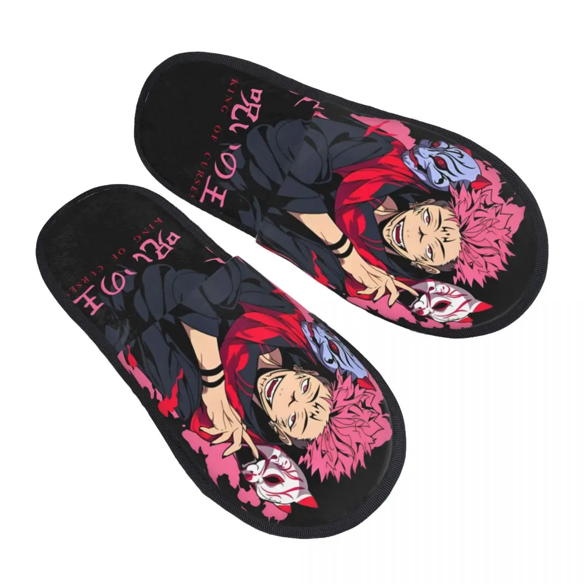 Winter Furry Slippers Sukuna Splash Art - Jujutsu Kaisen Merch Household Fur Slides Slippers Living Room Cozy Anti-skid Slides