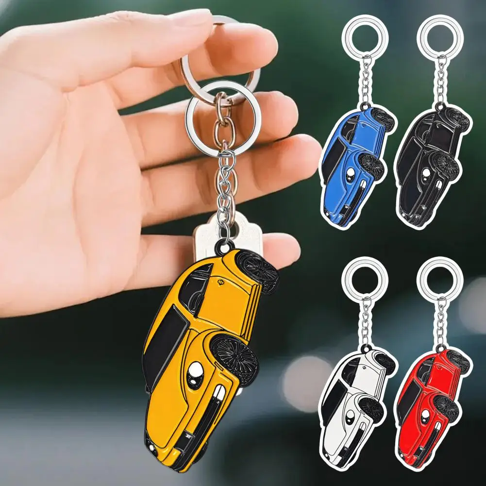 Beetle Keychain Beetle Car Shape Keychain Pendant Enamel Coloring Accessory with Body Lines Metal Ring Backpack Charm for Keys