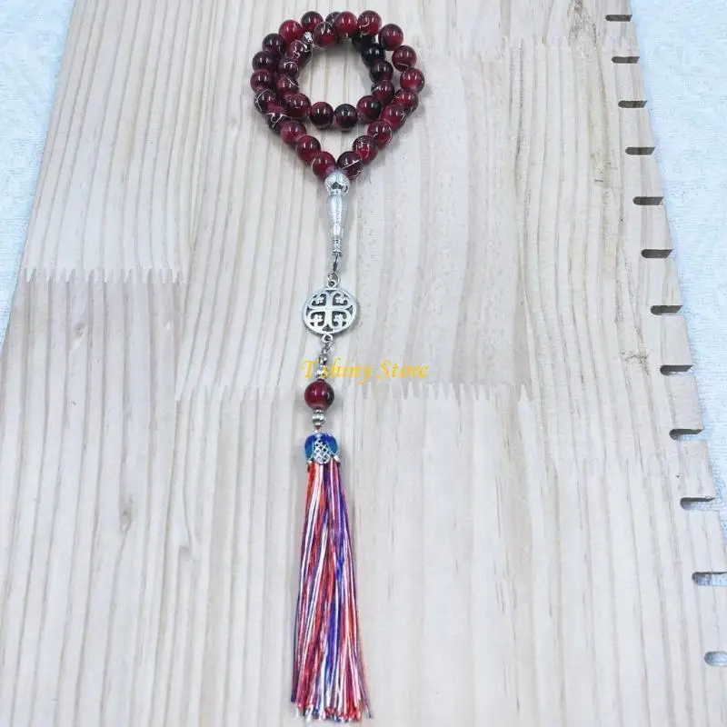 N58F Elegant Beaded Bracelet Rosary Bracelets Unique Beads Bracelet Prayer Beads Wristband Glass Texture for Woman and Girls